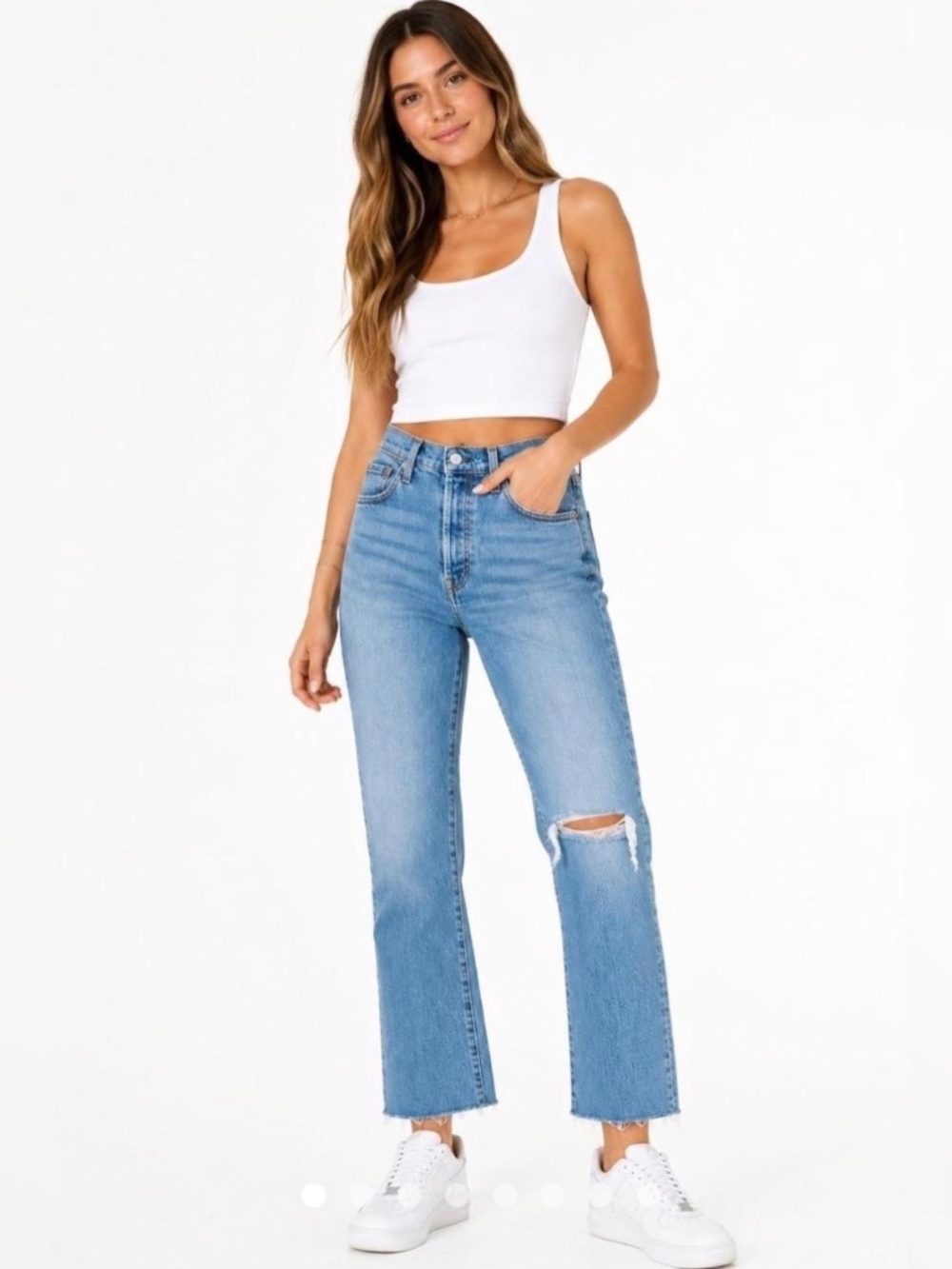 Levis Wedgie Straight Distressed High Rise Jeans